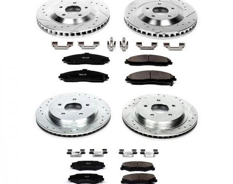 Corvette Drilled & Slotted Brake Rotors F&R, Ceramic Pads, 1997-2004