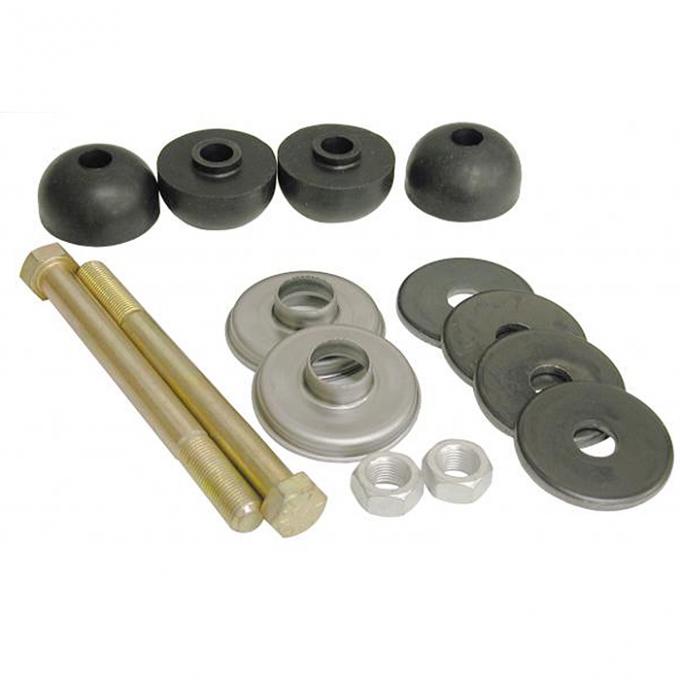 Corvette Rear Leaf Spring Bolt Kit, Stock Length, With Rubber Cushions, 1963-1982