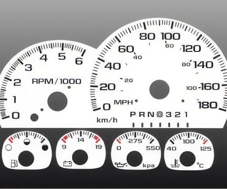 Whitegauges 1997-1999 Chevrolet GMC 180 KMH METRIC White Face Gauges 9799CT-245
