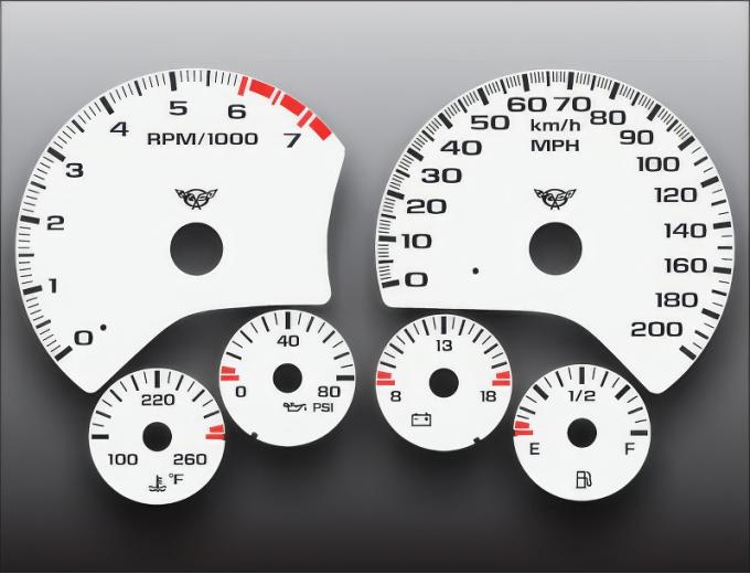 Whitegauges 1997-2004 Chevrolet Corvette 200 MPH C5 HUD White Face Gauges 9704CC-2628