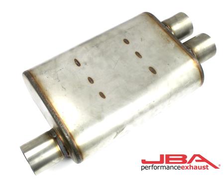 JBA Performance Exhaust Chambered 2.5" Muffler 304 SS Inlet Offset/Dual Outlet 40-251302