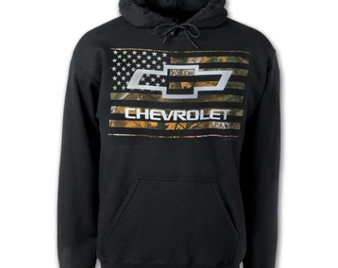 Chevy Bowtie on Camo Flag Hoodie | XXXLARGE