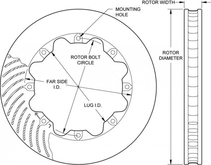 Wilwood Brakes Ultralite HP 32 Curved Vane Rotor 160-5846