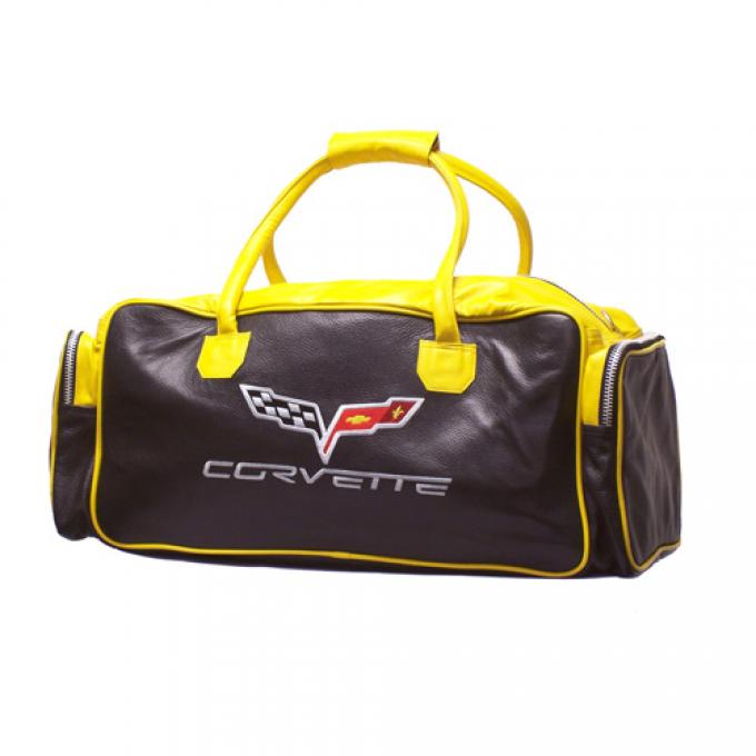 Corvette Black & Yellow Duffle Bag, with C6 Logo, 24"