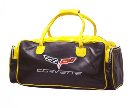 Corvette Black & Yellow Duffle Bag, with C6 Logo, 24"