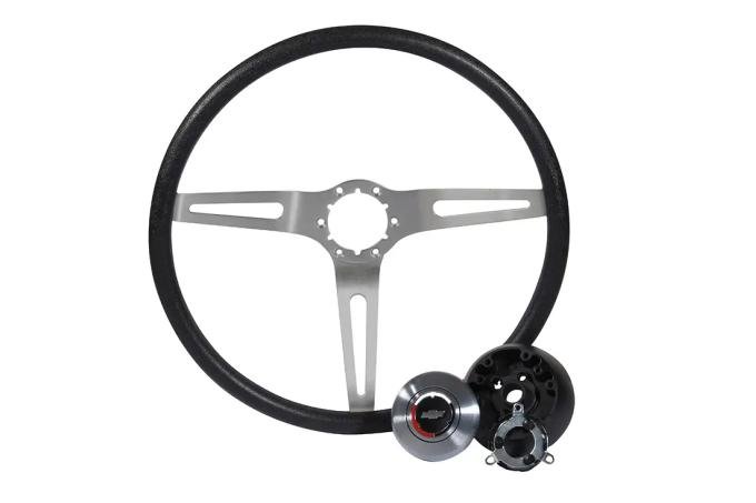 Classic Performance 15" Steering Wheel Kit - 3-Spoke, OEM Fit for 64-68 Chevy & BOP A-Body 3SSW-K6468-BLACK