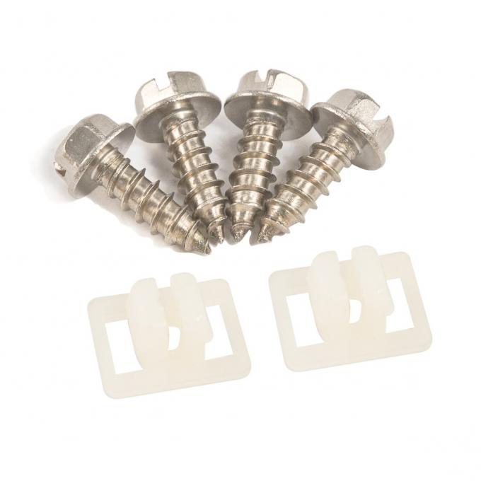 Pony Enterprises 1979-2004 Ford Mustang Stainless Steel License Plate Clips & Screws Kit 1000