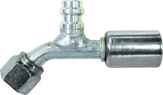 Vintage Air Beadlock O-Ring Fitting with 134a Service Port NO 6 Reduced Barrier Hose Fitting - 45 degree with Port 355210