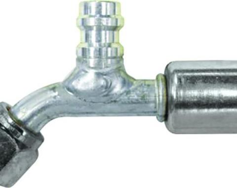 Vintage Air Beadlock O-Ring Fitting with 134a Service Port NO 6 Reduced Barrier Hose Fitting - 45 degree with Port 355210
