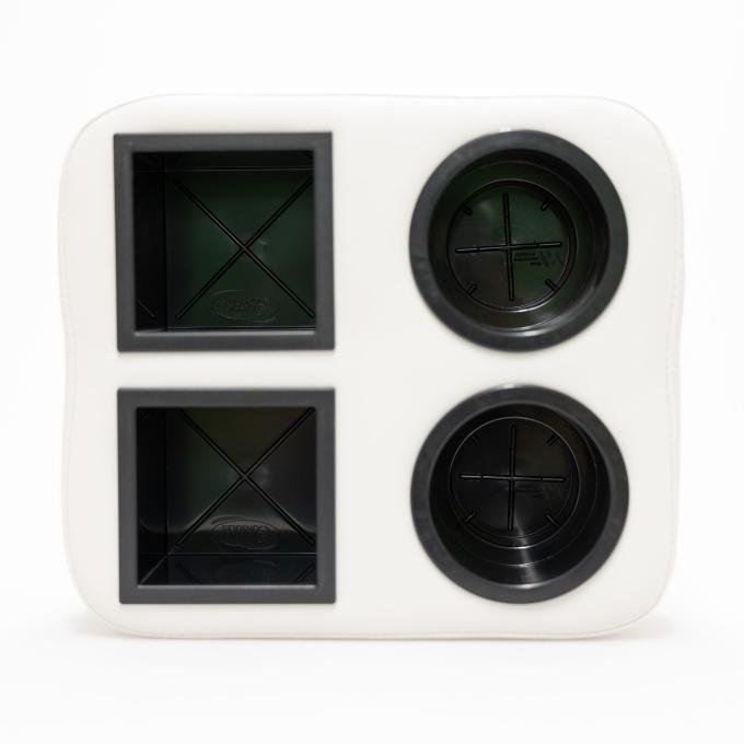 Classic Consoles The Thirsty Fin &trade; Quad 2 drink holders with 2 storage trays, side by side TFQ2D2T-1