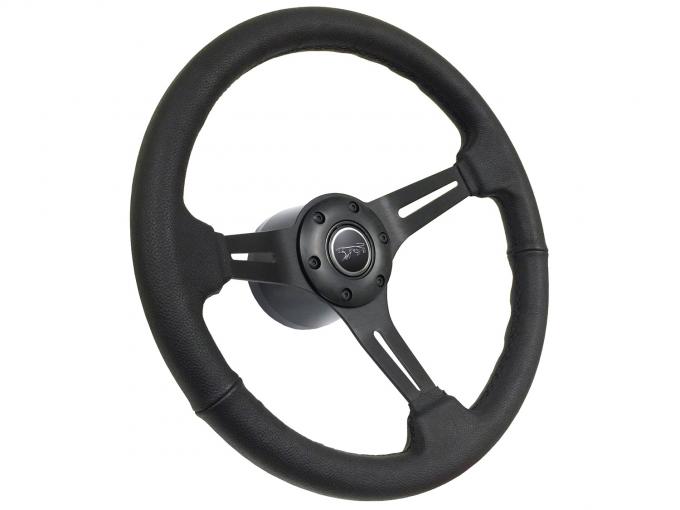 Auto Pro USA 1968-1973 Mercury Cougar VSW S6 Sport Leather Steering Wheel Kit, Incl. 14 in. Dia. Steering Wheel, 6-Bolt Kit 70 mm ST3060B-10B-50BLK