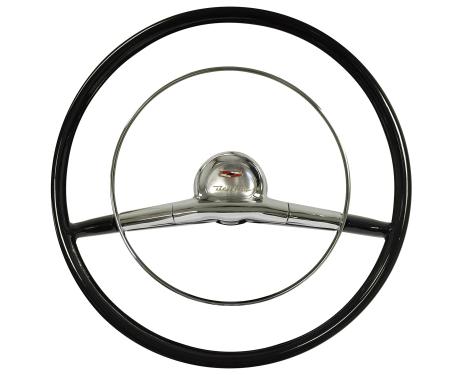 Auto Pro USA 1957 Chevrolet Bel Air VSW Steering Wheel OE Series Kit, Incl. 16 in. Dia. Steering Wheel, High Gloss Black ST3047KIT