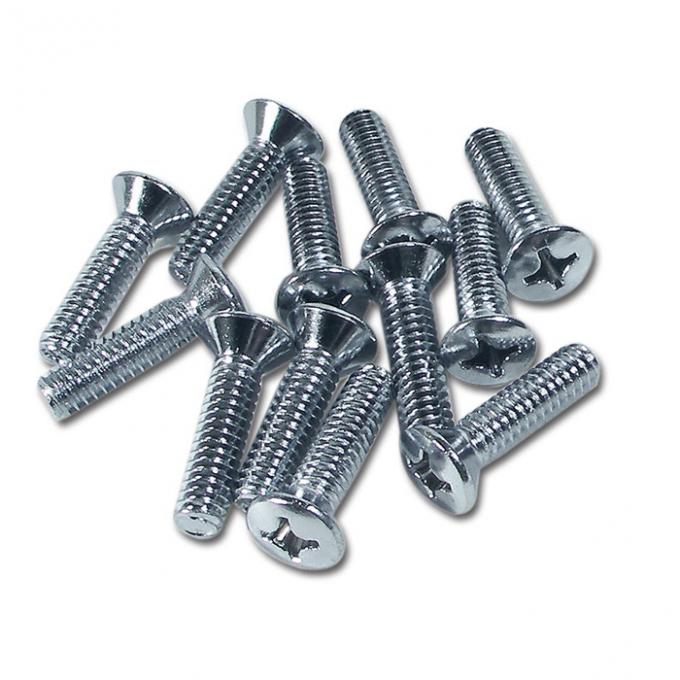 Corvette Seat Side Chrome Screws, 12 Piece, 1963-1967