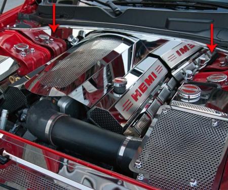 American Car Craft 2009-2023 Challenger - False Firewall compatible with ACC 5.7L Fuel Rail Covers ONLY, Brushed Stainless 153056