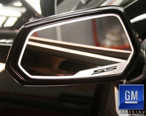 American Car Craft 2010-2013 Camaro SS - Side View Mirror Trim 'SS' Style 2Pc, Brushed Stainless Steel 102057