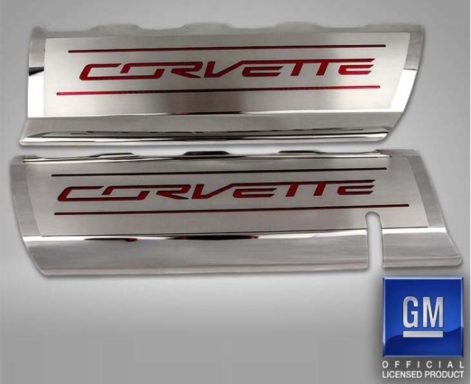 American Car Craft 2014-2019 C7/Z51 Corvette - CORVETTE Style Fuel Rail Covers Factory Overlay 2Pc, Stainless Steel, Choose Color 053118