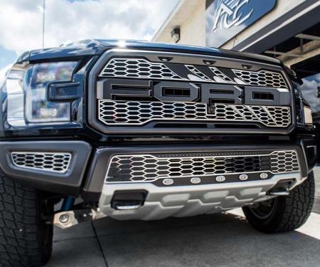 American Car Craft 2017-2018 Ford Raptor - Slash Style Upper Grille Overlays 2Pc, Stainless Steel (Brushed) 772082