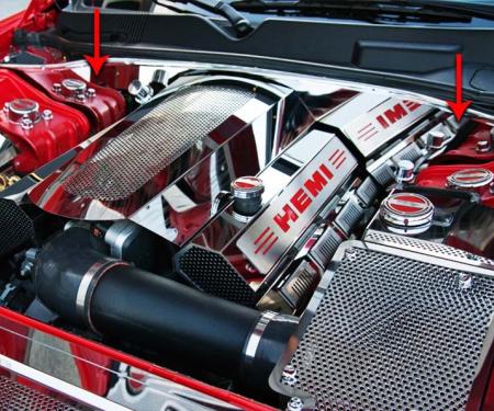 American Car Craft 2009-2023 Challenger - False Firewall compatible with American Car Craft 5.7L Fuel Rail Cvrs only, Polished Stainless 153049