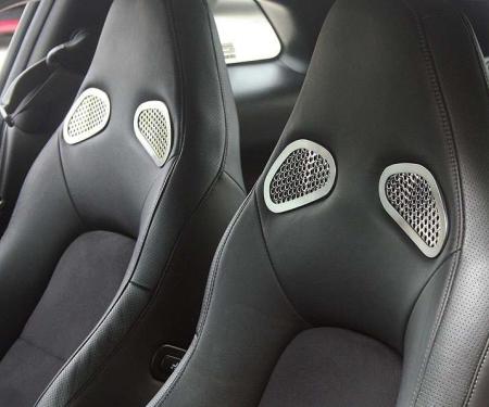 American Car Craft 2010-2013 Nissan GT-R - Front Seat Trim 4Pc, Perforated Stainless Steel 161012
