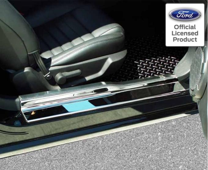 American Car Craft 2005-2009 Mustang V6/GT - Door Sills PLAIN 4Pc, Polished with Brushed Stainless Tops 271005