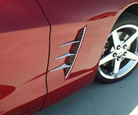 American Car Craft 2005-2013 C6 Corvette - Vent Spears with Laser Mesh Vents 8Pc, Polished Stainless Steel 042050
