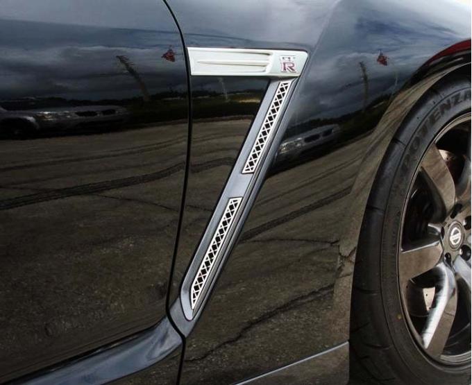 American Car Craft 2010-2013 Nissan GT-R - Side Vent Grilles Laser Mesh 4Pc, Polished Stainless Steel 162004