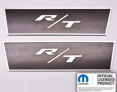American Car Craft 2008-2014 Challenger - Carbon Fiber Door Badge Plates with R/T Inlay 2Pc, Polished Stainless Trim 151039