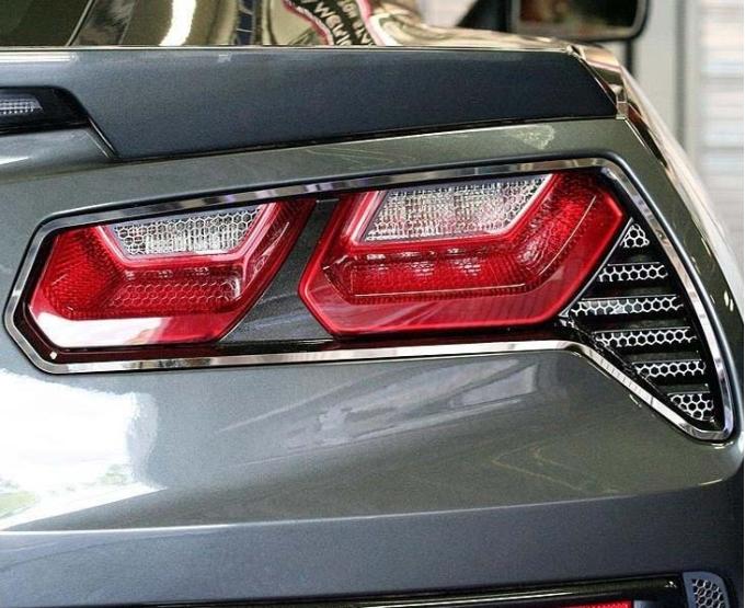American Car Craft 2014-2019 C7/Z06/Grand Sport Corvette - Matrix Series Back-Up Light Grilles 4Pc, Aluminum/Stainless 052007