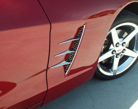 American Car Craft 2005-2013 C6 Corvette - Vent Spears with Laser Mesh Vents 8Pc, Polished Stainless Steel 042050