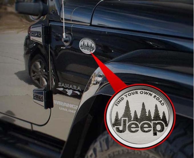 American Car Craft 2007-2018 Jeep Wrangler JK - Find Your Own Road Badges 2Pc, Stainless Steel 142014