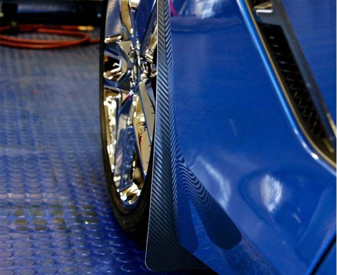 American Car Craft 2014-2019 C7/GS/Z06 Corvette Stingray - Carbon Fiber WRAPPED Mud Guards, Stainless Steel (4 PC C7/Z51) 052024