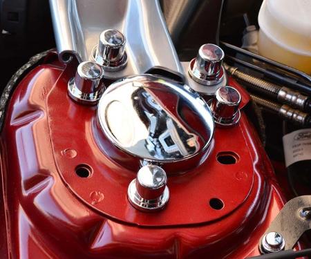 American Car Craft 2015-2023 Mustang - Shock Tower Dome Covers, Polished Stainless Steel & Chrome Bolt Covers 273083