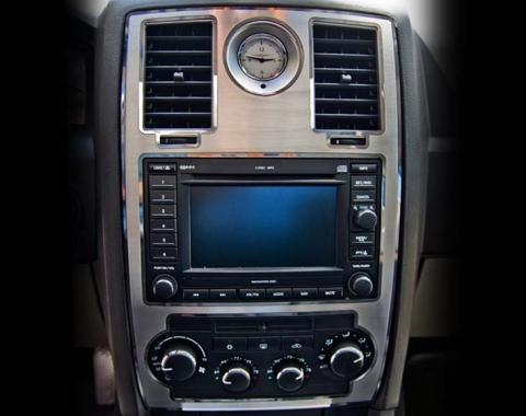 American Car Craft 2005-2010 Chrysler 300 - Center Dash Trim - Nav Models, Brushed Stainless with Polished Trim 301001