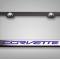 American Car Craft Corvette C7 Stingray - License Plate Frame CORVETTE Lettering, Black Base with Brushed Top Plate, Choose Color 052083