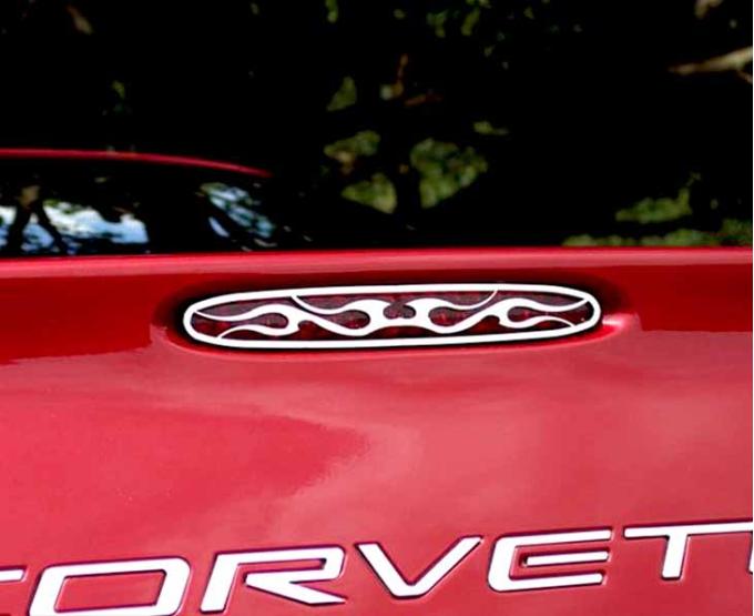 American Car Craft 1997-2004 C5/Z06 Corvette -5th Brake Light Grille Flame Style 1Pc, Polished Stainless 032039
