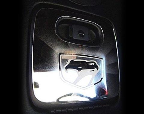 American Car Craft 1996-2002 Dodge Viper - Glove Box Cover with Etched Viper Head, Polished Stainless Steel 961003