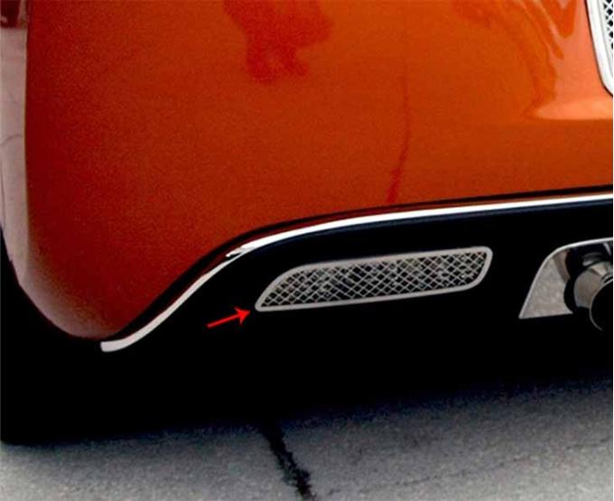 American Car Craft 2005-2013 C6 Corvette - Laser Mesh Style Reverse Light Covers, Polished Stainless Steel 042060