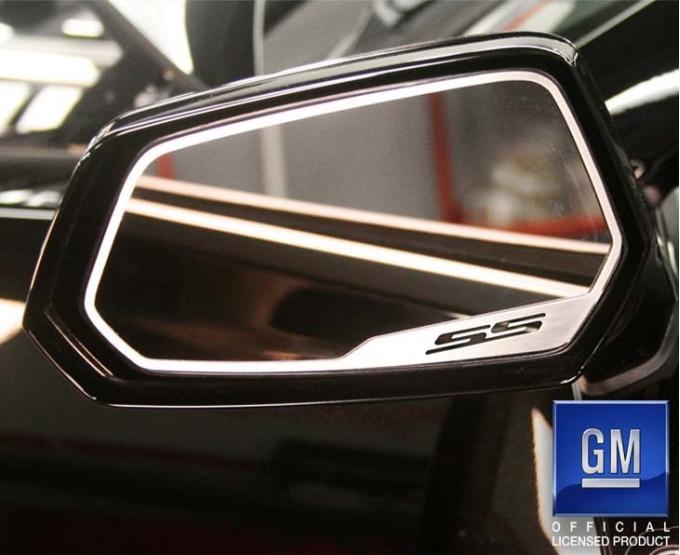 American Car Craft 2010-2013 Camaro SS - Side View Mirror Trim 'SS' Style 2Pc, Brushed Stainless Steel 102057