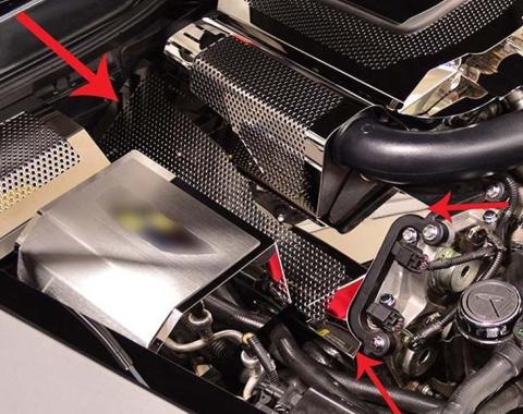 American Car Craft 2006-2009 Cadillac XLR-V - Lower Fuel Rail Covers 2Pc, Perforated Stainless Steel 123013