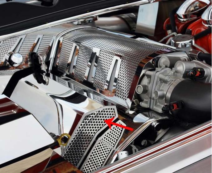 American Car Craft 2008-2011 Challenger/Charger/Magnum/300 SRT8 6.1L - Fuel Rail Covers [Aftermarket Air Box] 2Pc, Polished/Perforated 153028