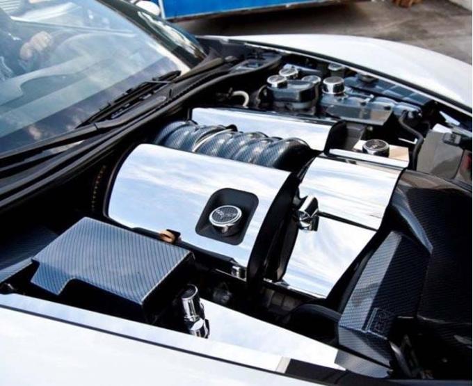 American Car Craft 2005-2013 C6/GS Corvette - Fuel Rail Covers, Polished Stainless Steel (Fuel Rail Covers with Oil Fill Hole(No Dry Sump)) 043030