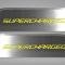 American Car Craft 2010-2015 Camaro - Door Panel Kick Plates 'SUPERCHARGED' 2Pc, Brushed Stainless, Choose Inlay Color 101028