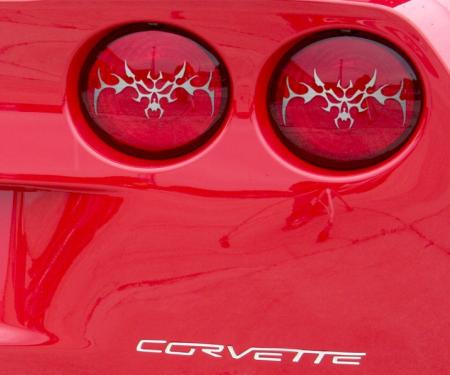 American Car Craft 2005-2013 C6 Corvette - Taillight Covers Tribal Skull 4Pc, Polished Stainless Steel 042073