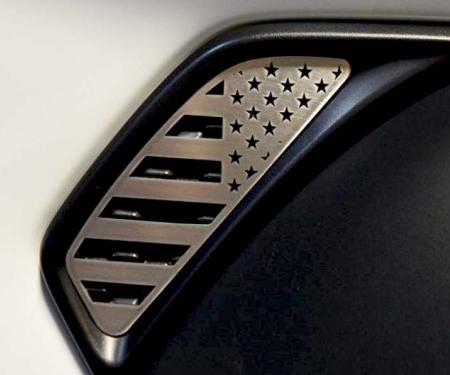 American Car Craft 2018-2020 Jeep Wrangler JL/JLU - Side Vent Accents Flag with Color Insert 2Pc, Stainless (No color) 142119