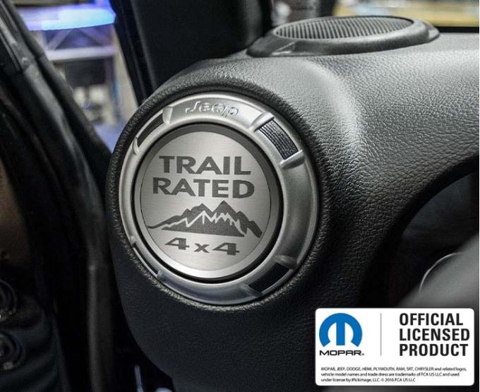 American Car Craft 2007-2018 Jeep Wrangler JK/2018+ JL/218-2023 - A/C Duct Trim Plates, Etched Trail Rated 4Pc, Stainless Steel 141006