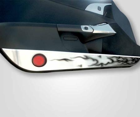 American Car Craft 2005-2013 C6 Corvette - Door Guards with Black Flames 2Pc, Brushed Stainless Steel 041020