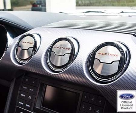 American Car Craft 2015-2017 Mustang - A/C Vent Trim Kit with MUSTANG Inlay 3Pc, Brushed Stainless, Choose Color 271054