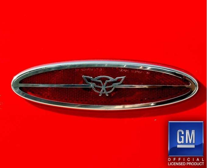 American Car Craft 1997-2004 C5/Z06 Corvette - Side Marker Trim Rear with Crossed Flags 2Pc, Brushed Stainless 032033