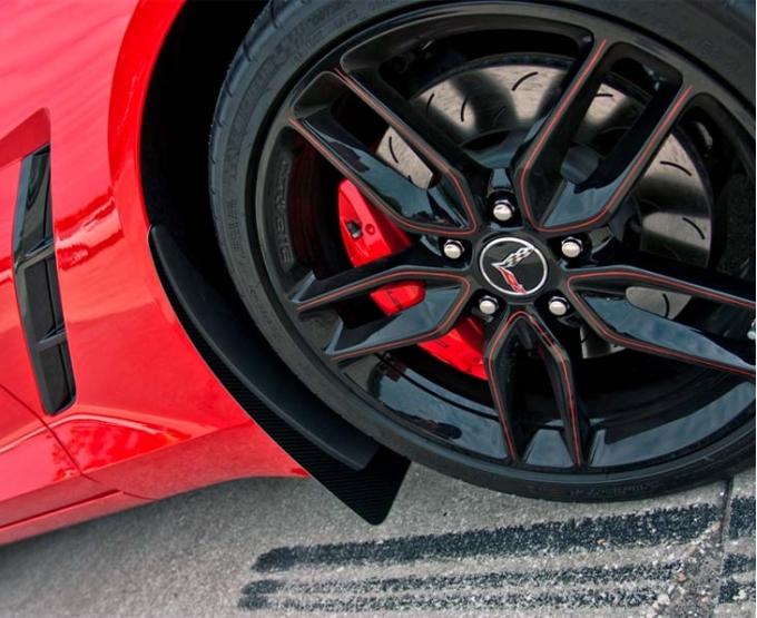 American Car Craft 2014-2019 C7 Z06 Corvette Stingray - Mud Guards Polished with Carbon Fiber BACKING, Stainless Steel Base (Rear Set **Z06 Only**) 052091