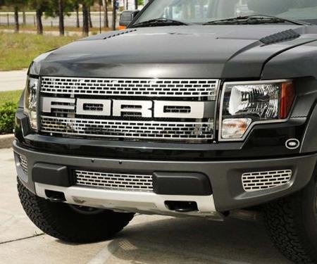 American Car Craft 2010-2014 Ford Raptor - Upper Front Grille 2Pc, Stainless Steel (Polished Finish) 772008